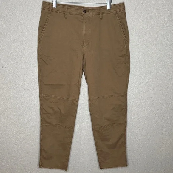 NWOT Banana Republic Slim Mid-Rise Ankle Chino Size 12 Khaki Tan - Picture 2 of 6